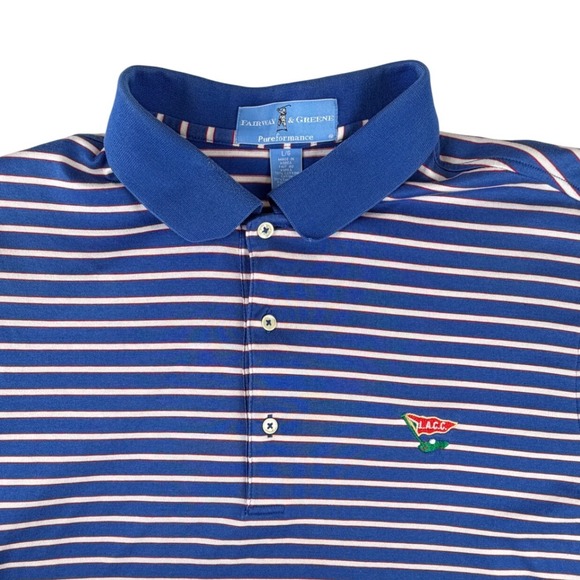 Fairway & Greene Other - Fairway & Greene LACC Polo Shirt Mens L Blue Striped Los Angeles Country Club